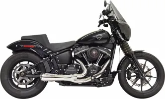 Bassani Road Rage 2-Into-1 Ripper Short Exhaust System In Chrome For Harley Davidson 2018-2024 Softail Street Bob, Low Rider, Slim & Fat Bob Models (1S73E)