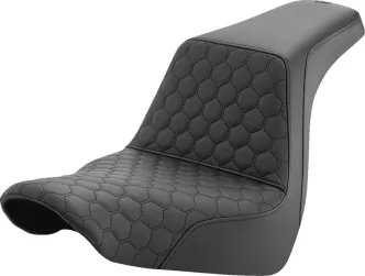 Saddlemen Honeycomb Step-Up Seat In Black For Harley Davidson 2018-2024 Softail FLSB Sport Glide & FXLRS/FXLRST Low Rider S/ST Models (818-29-177)