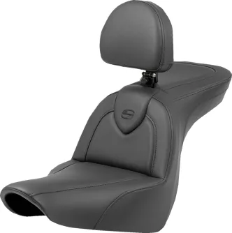 Saddlemen Roadsofa Standard Reach Smooth Seat With Drivers Backrest For Harley Davidson 2018-2024 FXLR Low Rider & FLSB Sport Glide Models (818-29-187BR)
