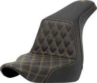 Saddlemen Step-Up Gold Front Lattice Stitched Seat For Harley Davidson 2018-2024 Softail FLSB Sport Glide & FXLRS/FXLRST Low Rider S/ST Models (A818-29-172GOL)