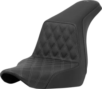 Saddlemen Step-Up Grey Front Lattice Stitched Seat For Harley Davidson 2018-2024 Softail FLSB Sport Glide & FXLRS/FXLRST Low Rider S/ST Models (A818-29-172GRE)