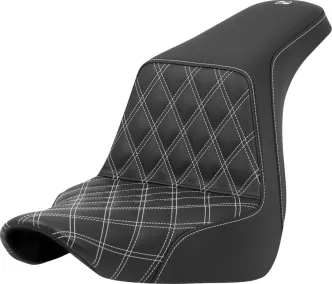 Saddlemen Step-Up White Front Lattice Stitched Seat For Harley Davidson 2018-2024 Softail FLSB Sport Glide & FXLRS/FXLRST Low Rider S/ST Models (A818-29-172WHI)
