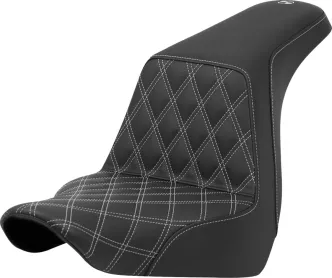 Saddlemen Step-Up Silver Front Lattice Stitched Seat For Harley Davidson 2018-2024 Softail FLSB Sport Glide & FXLRS/FXLRST Low Rider S/ST Models (A818-29-172SIL)