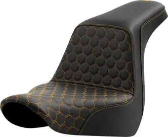 Saddlemen Honeycomb Step-Up Seat With Gold Stitching For Harley Davidson 2018-2024 Softail Low Rider FXLR/FXLRS Sport Glide FLSB Models (A818-29-177GOL)