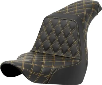 Saddlemen Step-Up Gold Front & Rear Lattice Stitched Seat For Harley Davidson 2018-2024 Softail FLSB Sport Glide & FXLRS/FXLRST Low Rider S/ST Models (A818-29-175GOL)
