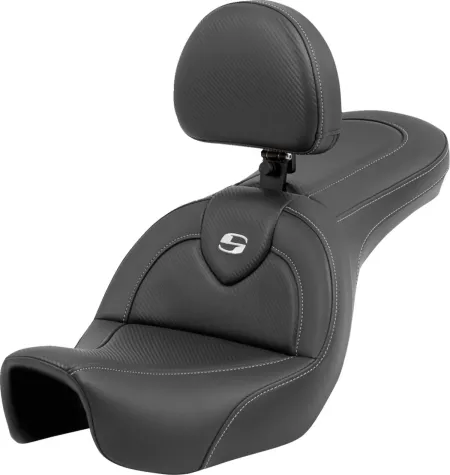 Saddlemen Roadsofa Carbon Fiber Seat With Drivers Backrest For Harley Davidson 2006-2017 Dyna Models (806-04-185BR)