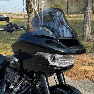 Klock Werks Pro-Touring Flare Windshield 13.5 inch In Dark Smoke For 2023-2025 CVO Road Glide & 2024-2025 Road Glide Models (KWW-01-0704-DS)