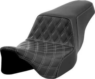 Saddlemen Front Lattice Stitched Step-Up Seat With Grey Stitching For Harley Davidson 2008-2023 Touring FLHR, FLHT, FLHX & FLTR Models (A808-07B-172GRE)