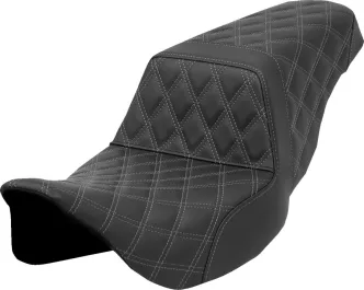 Saddlemen Front & Rear Lattice Stitched Step-Up Seat With Grey Stitching For Harley Davidson 2008-2023 Touring FLHR, FLHT, FLHX & FLTR Models (A808-07B-175GRE)