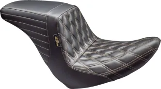 Le Pera KickFlip Up Front Double Diamond Chestnut Stitched Seat For Harley Davidson 2018-2024 FXLR Low Rider & FLSB Sport Glide Models (LYRU-590DD-CHET)