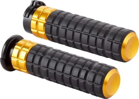 Arlen Ness Speedliner Grips In Gold For 1974-2022 Harley Davidson Single And Dual Throttle Cable Models (500-018)