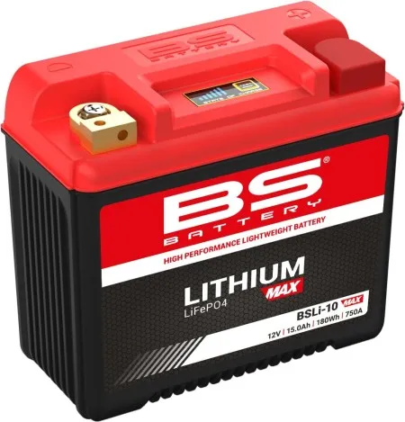 BS Battery BSLi-10 Max Lithium Battery 750 CCA For 2000-2025 Softail, 2024-2025 Pan America, 1999-2017 Dyna, 2008-2017 V-Rod 1250cc, 1997-2003 Sportster Models & 1997-2002 Buell M2/S3/X1 (360116)