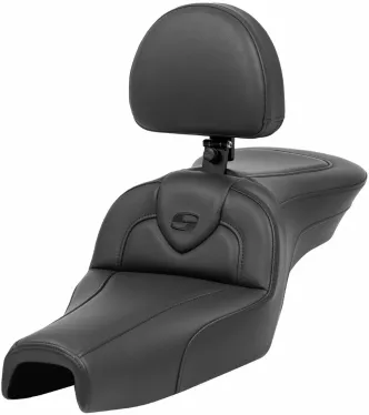 Saddlemen Roadsofa Standard Reach Smooth Seat With Drivers Backrest For Harley Davidson 2004-2022 Sportster Models With 4.5G Tank (807-03-187BR)