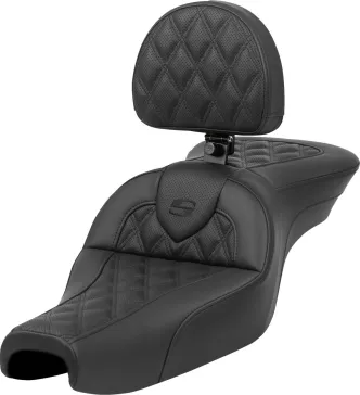 Saddlemen Roadsofa Standard Reach Lattice Stitched Seat For Harley Davidson 2004-2022 Sportster Forty Eight & 3.3G Tank Models (807-11-182BR)