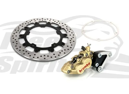 Free Spirits Bolt-in Kit With 4 Piston Caliper & 320mm Rotor In Gold Finish For Royal Enfield Super Meteor E Shotgun 650 Models (503801G)