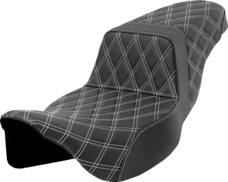 Saddlemen Extended Reach White Lattice Stitched Step-Up Seat For Harley Davidson 2008-2024 FLHR, FLHT, FLHX & FLTR Touring Models (Does Not Fit 2023-2024 CVO Models) (A808-07E-175WHI)