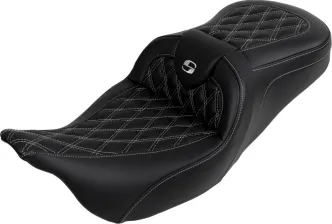 Saddlemen Roadsofa Lattice Stitched Seat With Silver Stitching For Harley Davidson 2008-2024 FLHR, FLHT, FLHX & FLTR Touring Models (A808-07R-182SIL)