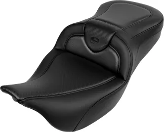 Saddlemen Standard Reach Roadsofa Carbon Fiber Black Stitched Seat For Harley Davidson 2008-2024 Touring Models (A808-07B-185BLK)