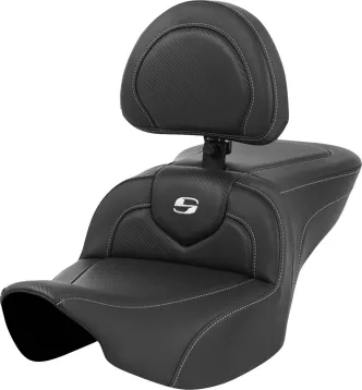 Saddlemen Roadsofa Carbon Fiber Seat With Drivers Backrest For Harley Davidson 2023-2024 FLHX Street Glide & FLTR Road Glide Models (823-07-185BR)