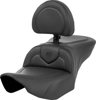 Saddlemen Roadsofa Smooth Seat With Drivers Backrest For Harley Davidson 2023-2024 FLHX Street Glide & FLTR Road Glide Models (823-07-187BR)