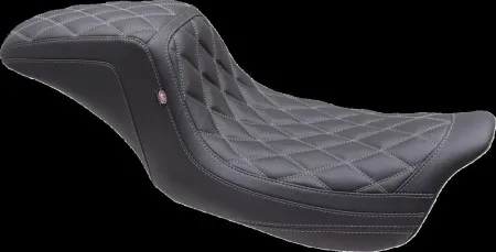 Mustang Double Diamond Squareback Seat With Grey Stitching For Harley Davidson 2008-2025 Touring Models (excl. 23-25 VVT Models) (75299GM)