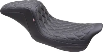 Mustang Double Diamond Squareback Seat With Grey Stitching For Harley Davidson 2008-2024 Touring Models (Will Not Fit 2023-2024 CVO Models) (75299GM)