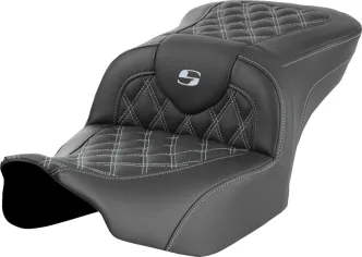 Saddlemen Roadsofa Silver Lattice Stitched Seat For Harley Davidson 2023-2024 FLHX Street Glide & FLTR Road Glide Models (823-07-18205)