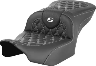 Saddlemen Roadsofa White Lattice Stitched Seat For Harley Davidson 2023-2024 FLHX Street Glide & FLTR Road Glide Models (823-07-18206)