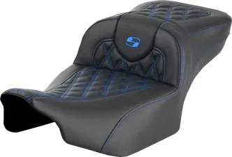 Saddlemen Extended Reach Roadsofa Blue Lattice Stitched Seat For Harley Davidson 2023-2024 FLHX Street Glide & FLTR Road Glide Models (823-07-18401)