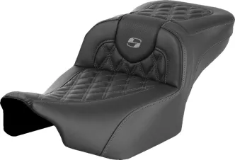 Saddlemen Extended Reach Roadsofa Grey Lattice Stitched Seat For Harley Davidson 2023-2024 FLHX Street Glide & FLTR Road Glide Models (823-07-18402)