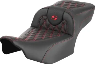 Saddlemen Extended Reach Roadsofa Red Lattice Stitched Seat For Harley Davidson 2023-2024 FLHX Street Glide & FLTR Road Glide Models (823-07-18404)