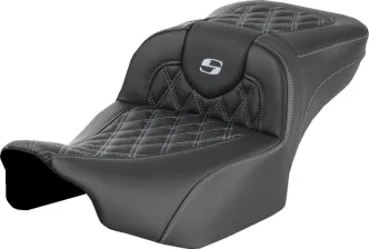 Saddlemen Extended Reach Roadsofa Silver Lattice Stitched Seat For Harley Davidson 2023-2024 FLHX Street Glide & FLTR Road Glide Models (823-07-18405)