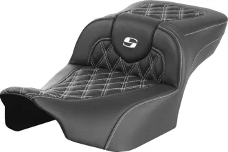 Saddlemen Extended Reach Roadsofa White Lattice Stitched Seat For Harley Davidson 2023-2024 FLHX Street Glide & FLTR Road Glide Models (823-07-18406)