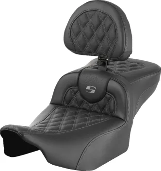 Saddlemen Roadsofa Extended Reach Grey Lattice Stitched Seat For Harley Davidson 2023-2024 FLHX Street Glide & FLTR Road Glide Models (823-07-184B2)