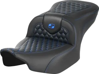 Saddlemen Honeycomb Roadsofa With Blue Stitching For Harley Davidson 2023-2024 FLHX Street Glide & FLTR Road Glide Models (823-07-18901)