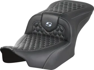 Saddlemen Roadsofa Honeycomb Seat With Silver Stitching For Harley Davidson 2023-2024 FLHX Street Glide & FLTR Road Glide Models (823-07-18905)