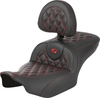 Saddlemen Roadsofa Red Lattice Stitched Seat With Drivers Backrest For Harley Davidson 2023-2024 FLHX Street Glide & FLTR Road Glide Models (823-07-206B4)