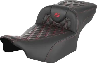 Saddlemen Extended Reach Carbon Fiber Roadsofa Red Lattice Stitched Seat For Harley Davidson 2023-2024 FLHX Street Glide & FLTR Road Glide Models (823-07-20704)