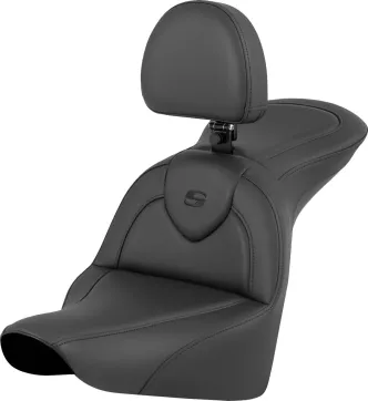 Saddlemen Roadsofa Carbon Fiber Seat With Drivers Backrest For Harley Davidson 2018-2024 Softail Fat Boy FLFB/FLFBS & 2023-2024 Breakout Models (818-27-187BR)