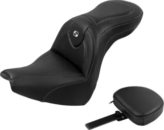 Saddlemen Standard Reach Roadsofa Carbon Fiber Seat With Drivers Backrest For Harley Davidson 2018-2020 Softail FXBR Breakout Models (818-31-185BR)