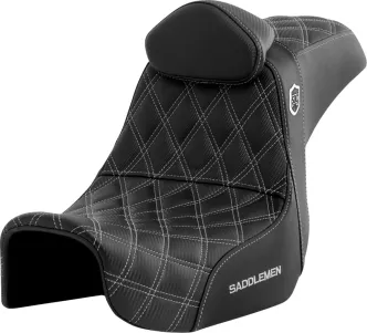 Saddlemen Pro Series SDC Performance Grip Seat With Driver Backrest And Silver Stitching For Harley Davidson 2006-2017 Dyna Models (SC80604SILRT)