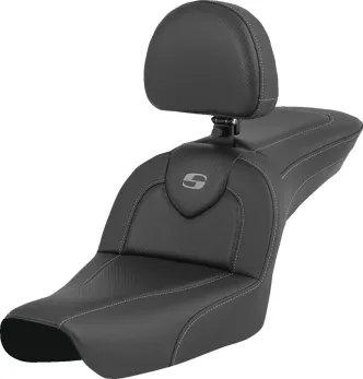 Saddlemen Roadsofa Carbon Fiber Seat With Drivers Backrest For Harley Davidson 2004-2005 FXDWG Dyna Wide Glide Models (804-05-185BR)