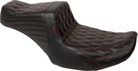 Le Pera Tailwhip Red Double Diamond Stitched Seat For Harley Davidson 2023-2025 Touring FLHX Street Glide & FLTR Road Glide Models (LV-587DD-R01)