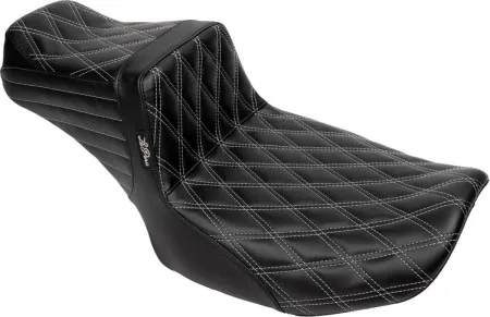 Le Pera Tailwhip Double Diamond Stitched Daddy Long Legs Seat With Grey Stitching For Harley Davidson 2023-2025 Touring FLHX Street Glide & FLTR Road Glide Models (LV-587DLDD-GY01)