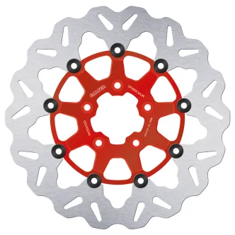 Galfer Wave Series Front Brake Disc In Red Finish For Harley Davidson 2000-2013 Sportster, 2000-2007 Touring, 2000-2005 Dyna & 2000-2014 Softail Models (DF680CWUR)