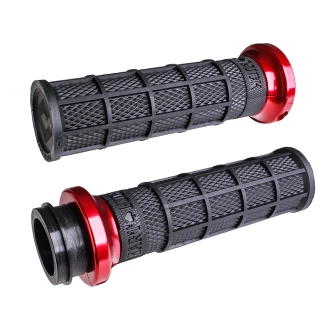 ODI Lock-on Hart-luck Signature Full-Waffle Grips In Red For 1984-2022 Harley Davidson Single And Dual Throttle Cable Models (V31HCW-BB-R)