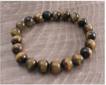 Amigaz Tiger Eye Stone Stretch Bracelet Brown (P300-TGR)