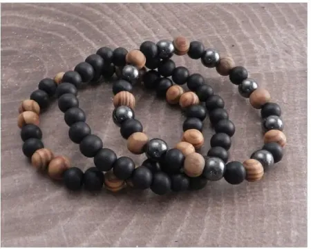 Amigaz Earth Wood Bead Bracelet (P412-3PC)