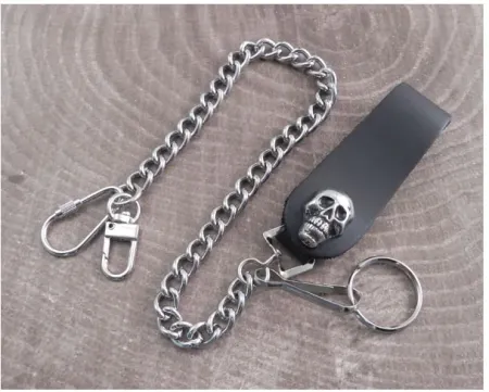 Amigaz Wallet Chain Leather Loop Skull Pendant (NCBP-SKL)