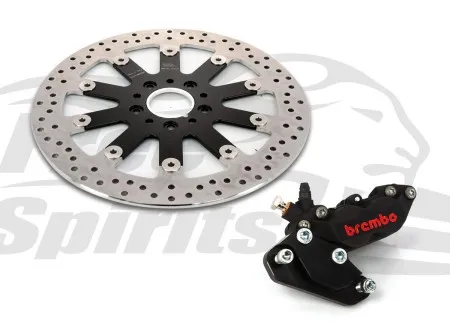 Free Spirits 4 Piston Caliper & 320mm Rotor Kit In Black For Harley Davidson Models (203901KK)